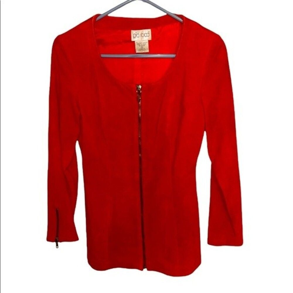 Vintage Pia Rucci Orange Suede Zipper Jacket. Size 4